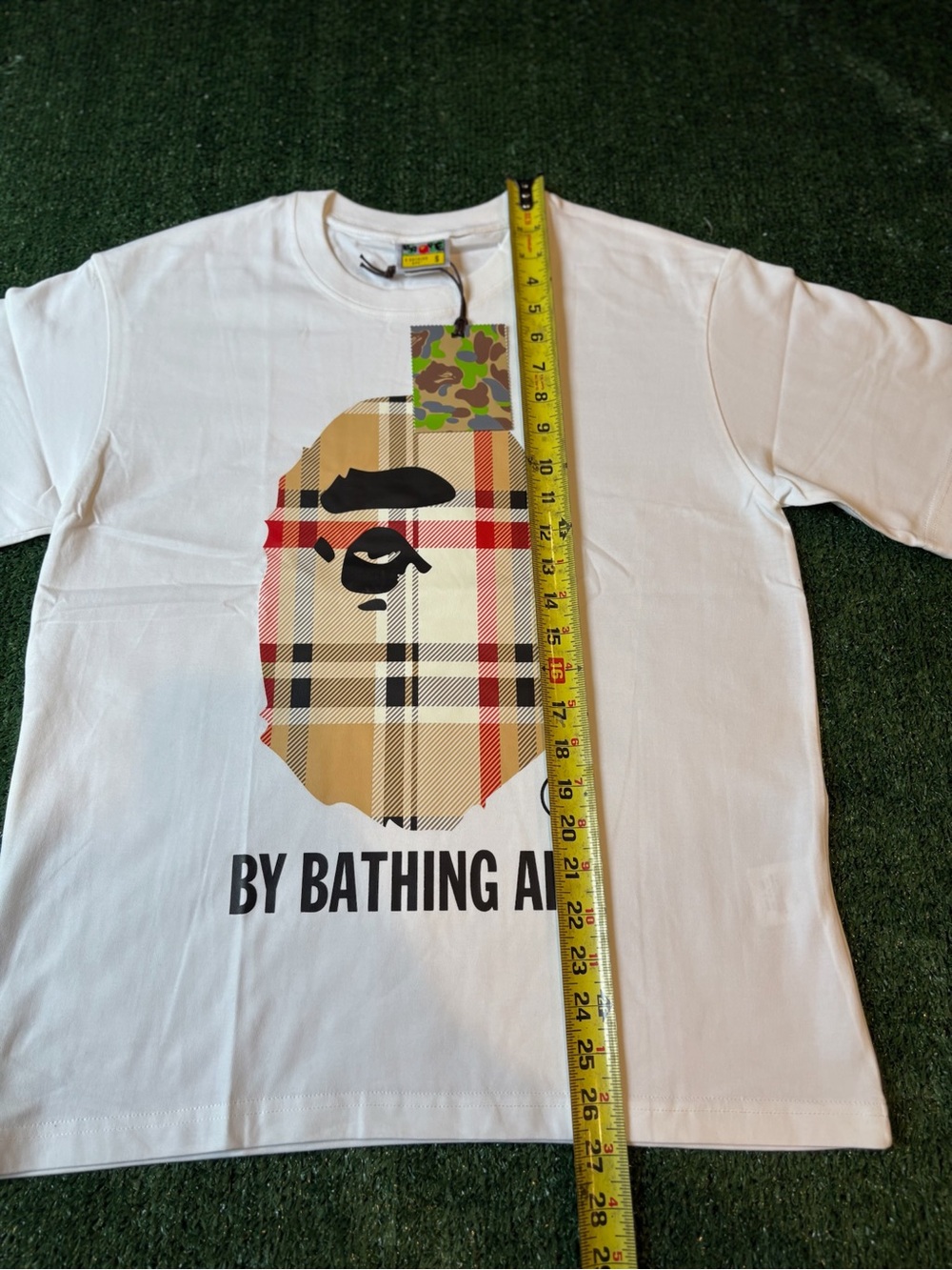 A Bathing Ape x Burberry White Plaid Logo Tee - Picture 8 of 9